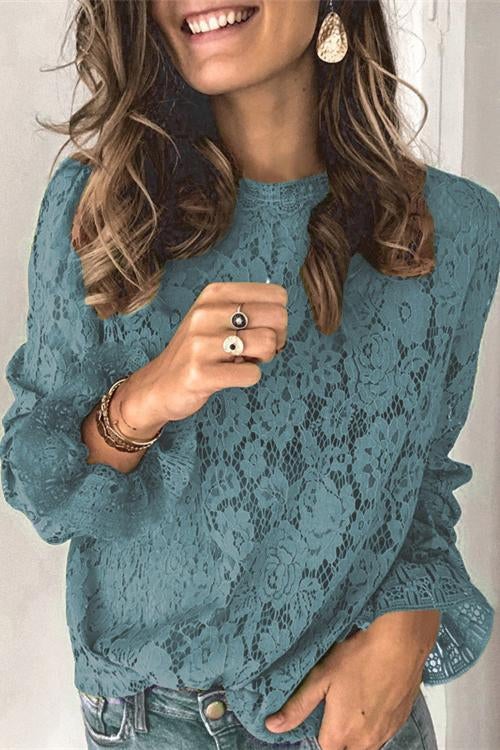 Heididress Lace Hollow Out Long Sleeves Tops