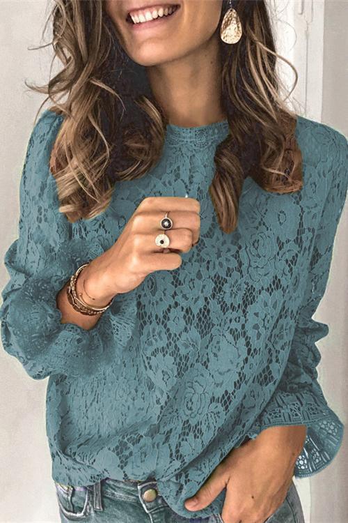 Floral Lace Crochet Hollow Out Shirts