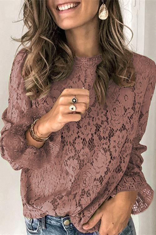 Heididress Bell Sleeves Lace Pullover Tops