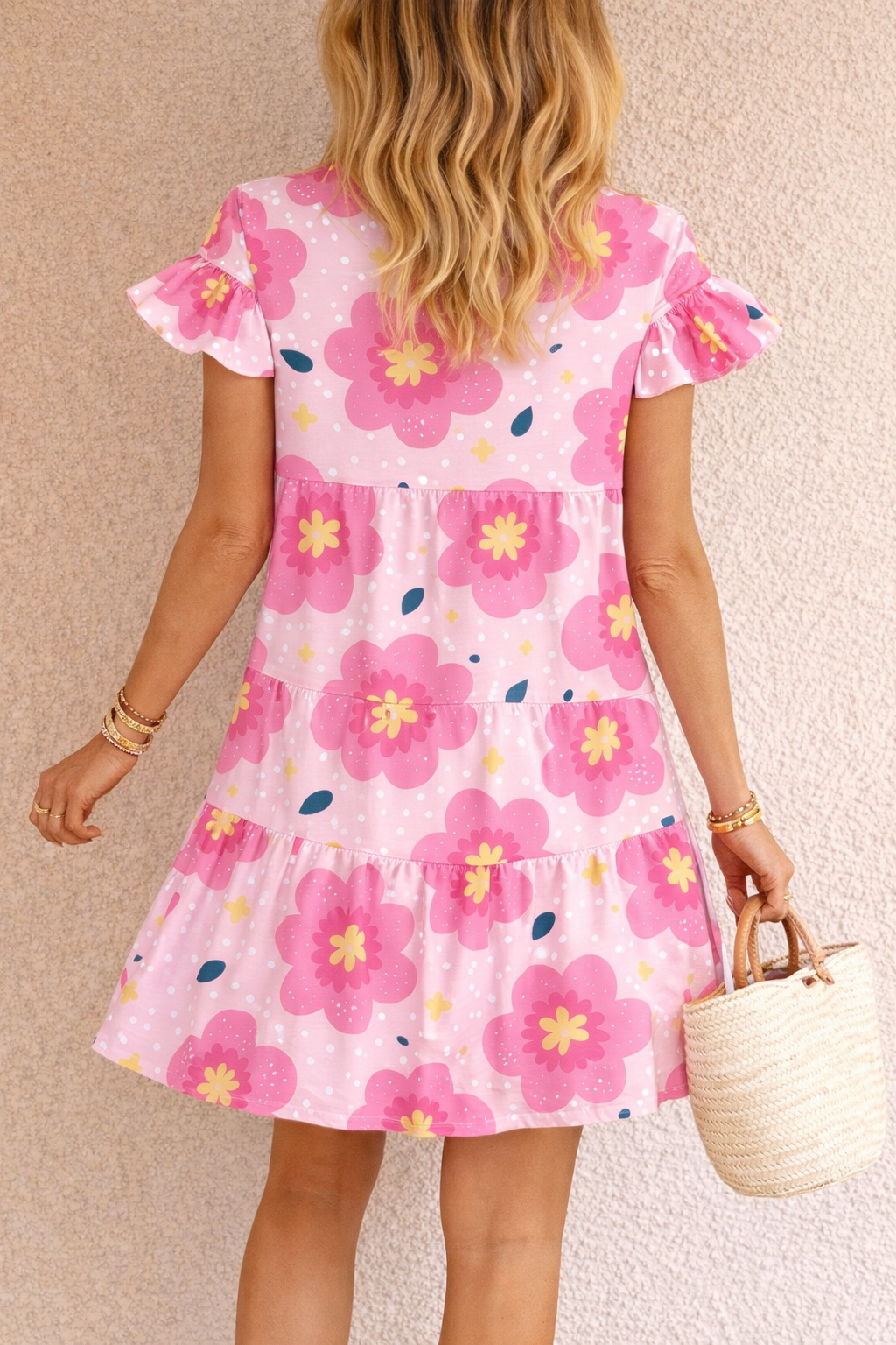 Cute Floral Ruffle Mini Dress