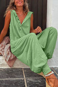 La Vie Pocketed Half Button Hoodied Jumpsuit(5 Colors Available)