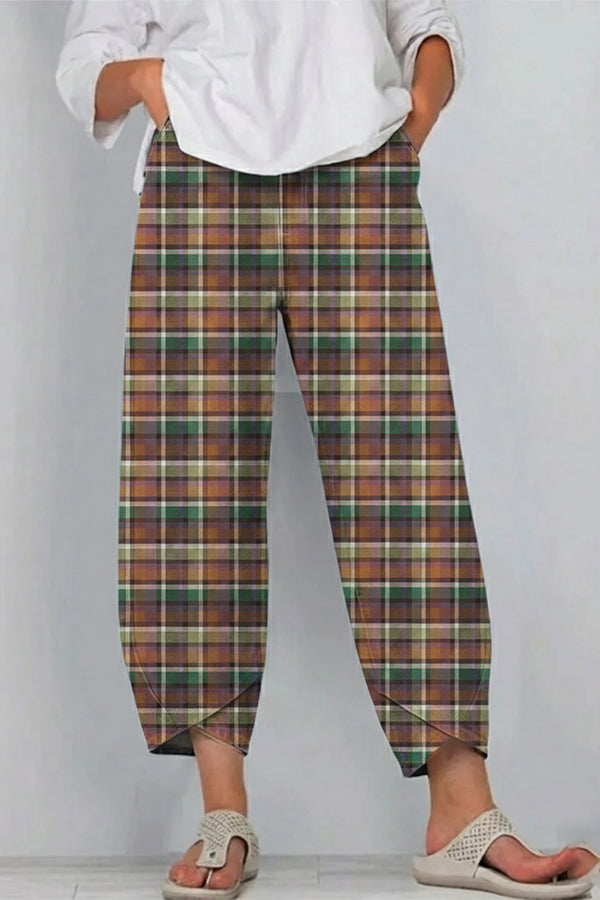 The Heritage Check Asymmetric Trousers – Vintage Plaid Wide-Leg Pant