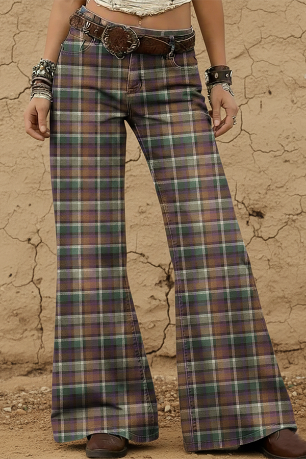 The Heritage Check Asymmetric Trousers – Vintage Plaid Wide-Leg Pant with Drape Detail