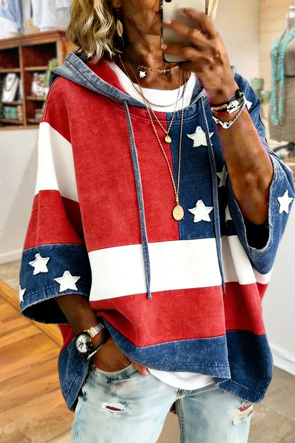 Red White Blue American Flag Hoodie