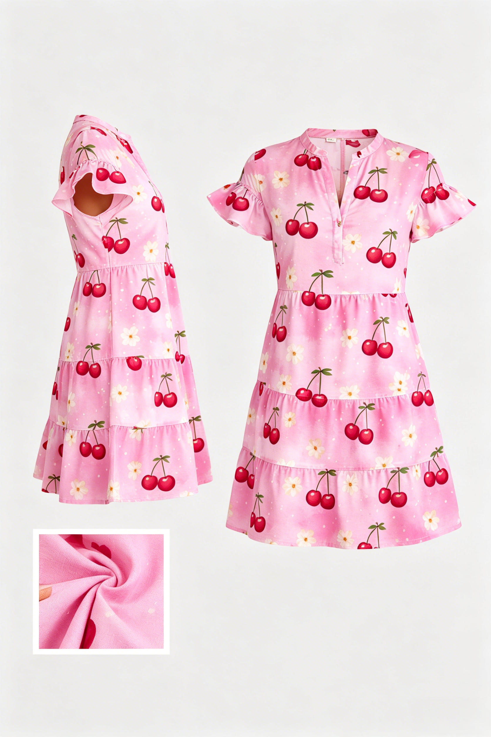 Cute Cherry Floral Mini Dress