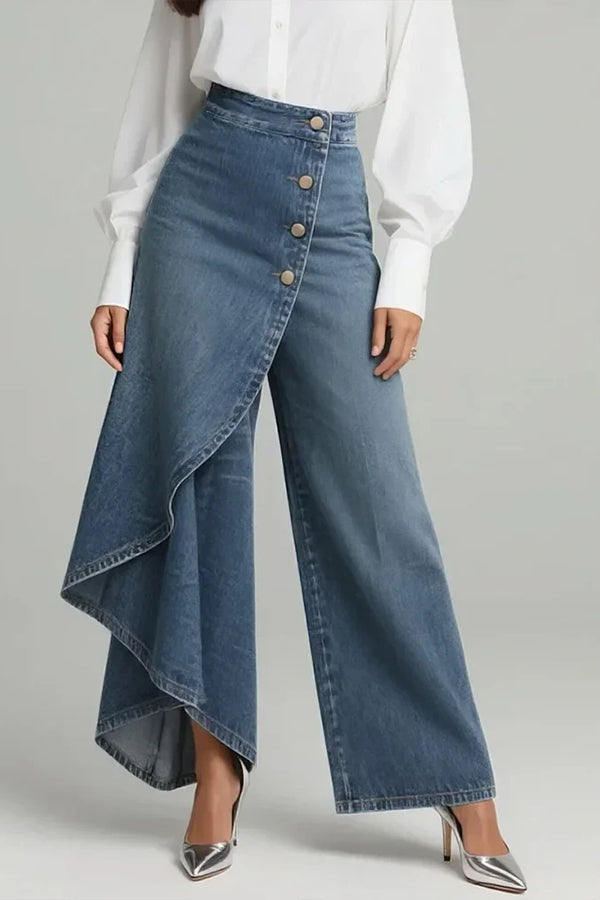 Women's High-Waisted Relaxed Fit Wide-Leg Jeans With A Stylish Design